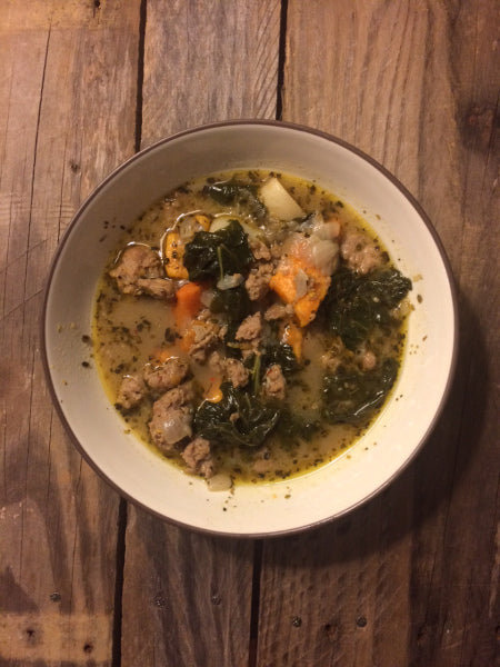 Sausage, Kale, & Sweet Potato Soup